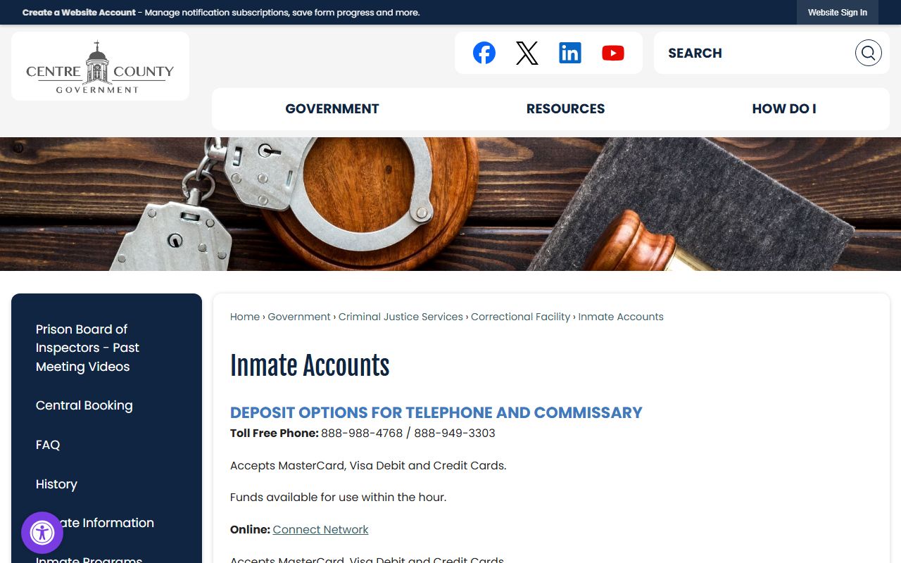 Centre County clerk records fees compared with inmate account information