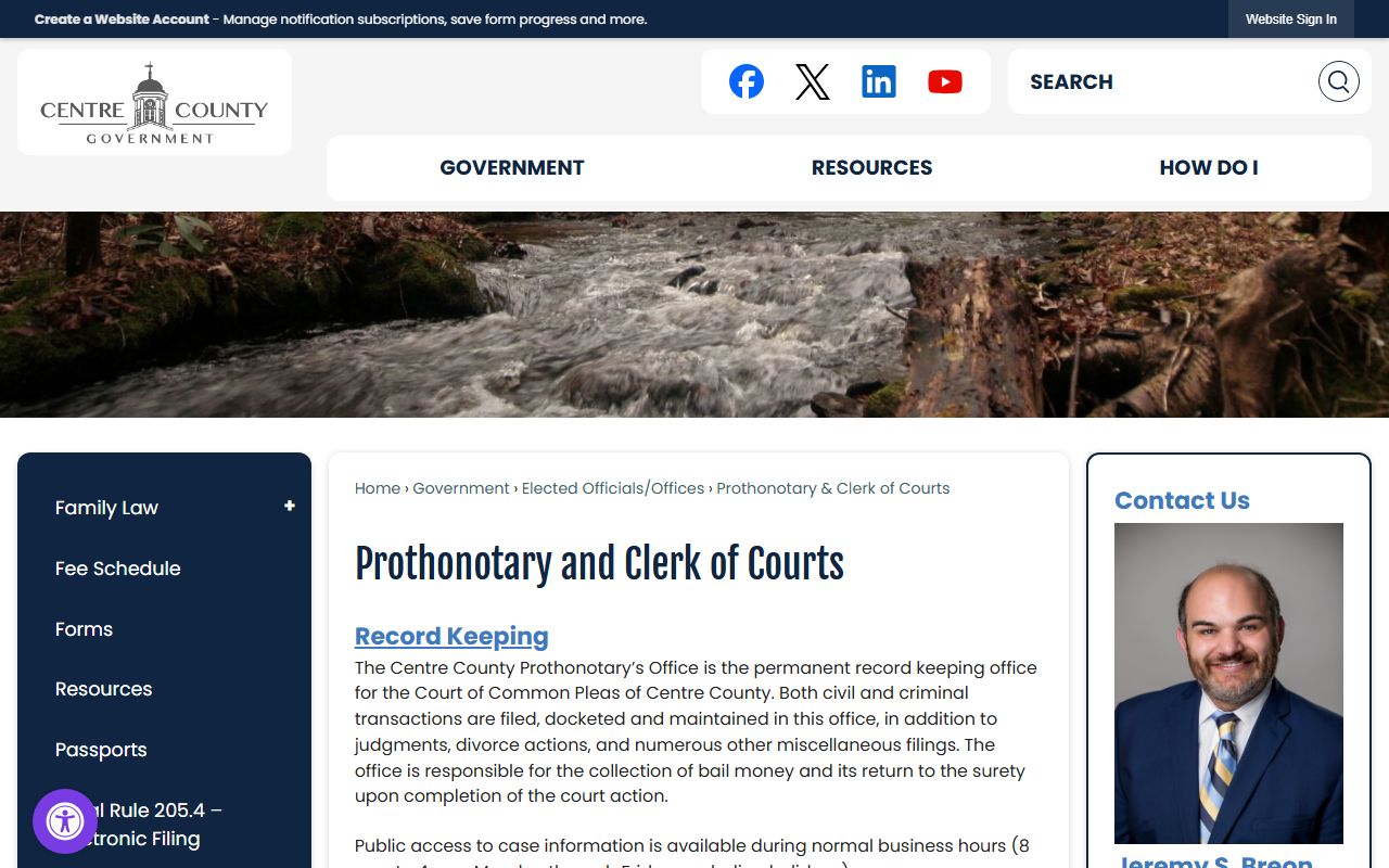 Centre County Prothonotary and Clerk of Courts records office