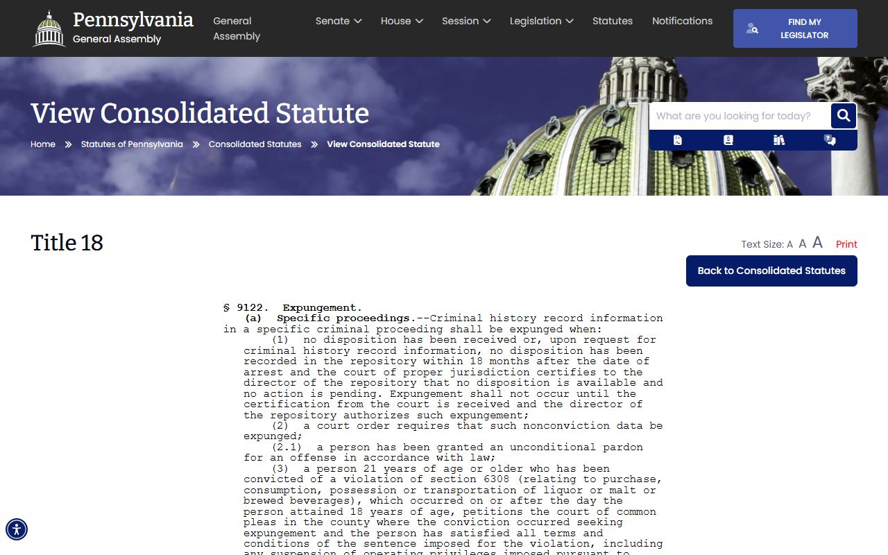 Centre County court charge records expungement statute