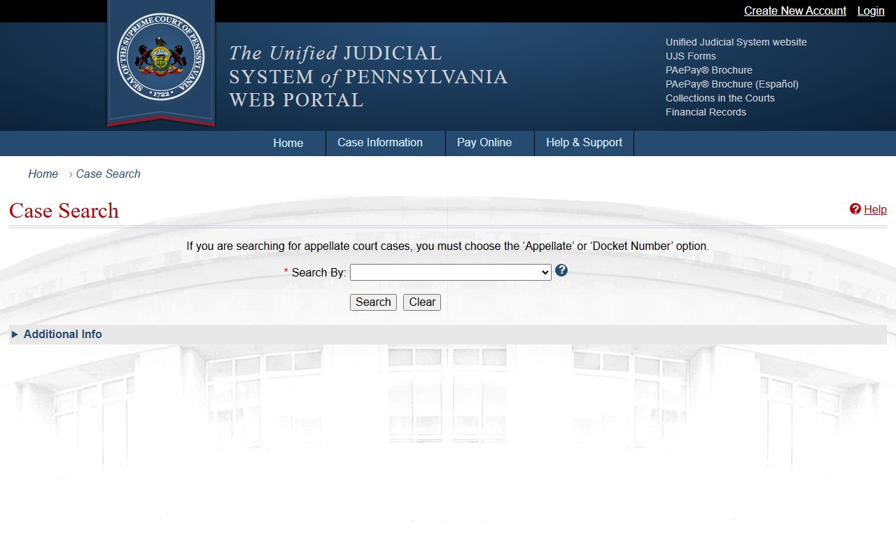 Centre County court dockets Pennsylvania UJS Case Search