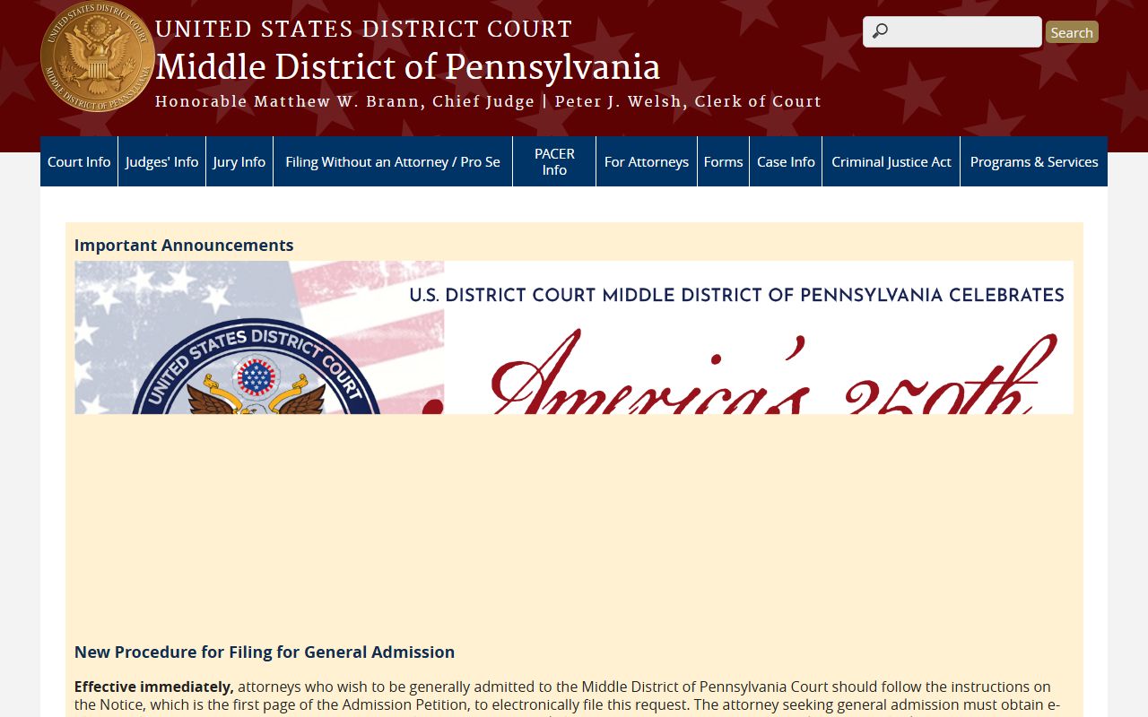 Centre County court records Middle District of Pennsylvania federal court