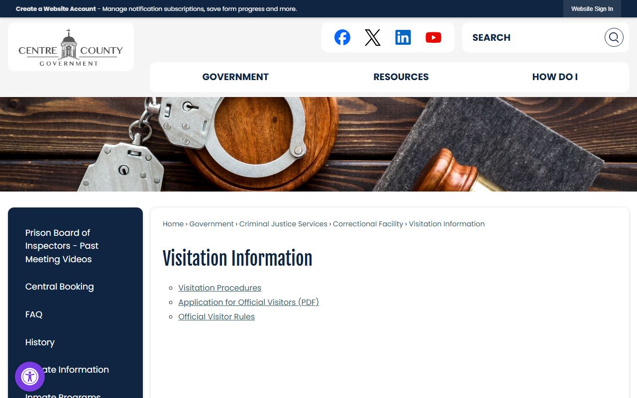 Centre County Court of Common Pleas custody and visitation procedure information